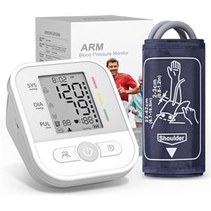 NWOUIIAY Misuratore Pressione da Braccio, Misuratore di Pressione Con Schermo LCD, Macchinetta Pressione Digitale Bracciale Regolabile 22-42 cm, Rilevazione Aritmia, 2 Utenti × 99 Memorie