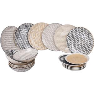 Villa d'Este Home Tivoli Servizio Piatti 18 Pezzi in Porcellana - 6 Posti Tavola con Design Grunge