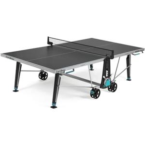 CORNILLEAU 100X Outdoor - Tavolo da ping pong per Esterni, Laminato in Resina 4 mm, Pieghevole, Grandi Ruote, Resistente alle Intemperie, Grigio