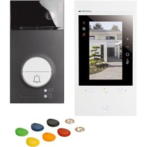 Bticino Videocitofono Interno Connesso e Posto Esterno, Kit Classe 300EOS with Netatmo, Installazione Facile, Compatibile con Alexa