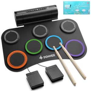 Donner Batteria Elettrica Aggiornata, 7 Pad Pad, 40 Lezioni di Batteria Incluse, Giocattoli per Strumenti Regalo di Natale e Compleanno per Bambini (DED-20R) NUOVO