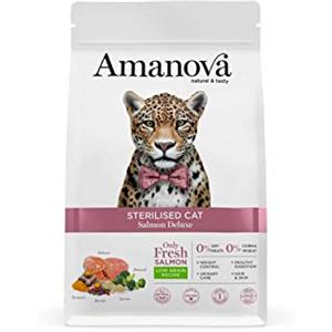 Amanova Cibo Secco Super Premium per Gatti Sterilizzati al Salmone - 6 Kg, 100% Naturale e Ipoallergenico