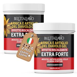 BELL'ITALIABIO Bell'Italia Bio Arnica E Artiglio Del Diavolo Gel Extra Forte 2x550ml Scalda Muscoli Sportivi Uomo e Donna Arnica Gel Forte per Disturbi Articolari, Muscolari e Collo Made In Italy