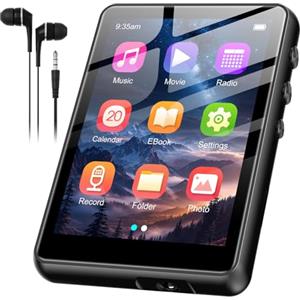 SWOFY 128GB SWOFY Lettore MP3 Bluetooth 5.3, Batteria da 300 mAh, Touchscreen da 2,4 Pollici Mini Lettore Musicale, Supporta fino a 128GB Scheda TF (Nero)