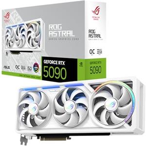 ASUS ROG Astral GeForce RTX 5090 OC Edition, Scheda Grafica NVIDIA 32 GB GDDR7, 512 bit, PCIe 5.0, HDMI 2.1, DisplayPort 2.1, 4 Ventole Assiali, GPU Tweak III, Bianca, ROG-ASTRAL-RTX5090-O32G-WHITE