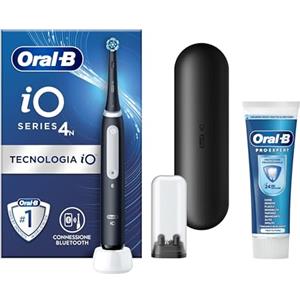 Oral-B Spazzolino Elettrico Ricaricabile iO 4 Nero, 1 Testina Di Ricambio, 1 Spazzolino Elettrico Oral B, Custodia Da Viaggio +Dentifricio Pro-Science Advanced Rigenera Smalto 75ml