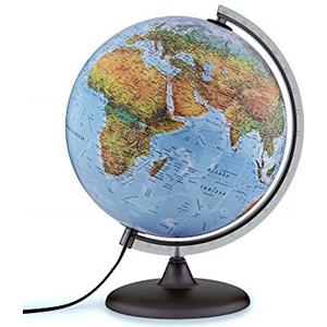 Tecnodidattica Atmosphere B2 - Mappamondo con doppia cartografia Fisico/Politica, mappamondo classico e accurato in lingua italiana, Diametro 30 cm