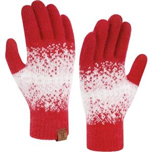 Bequemer Laden Donna Invernale Termici Touch Screen Guanti in Maglia con Elastico Polsino e Elegante Motivo Jacquard