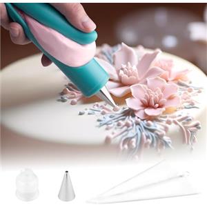 int!rend Penna per Decorare Dolci - 1 Sac a Poche Riutilizzabile e 1 Sacca a Poche Monouso - 2 Bocchette Professionali Acciaio Inox - 2 Attacchi Plastica - Accessori Pasticceria