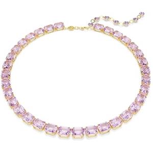 Swarovski Collana Tennis Millenia in Cristalli Viola con Placcatura Oro e Design Ottagonale
