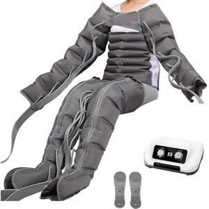 FahQuintuple Pressoterapia per Casa Linfodrenaggio con 6 Airbag, Massaggiatore Elettrico a Compressione d'Aria Gambe E Addome E Braccio Piedi, Miglioramento Circolazione (Grey, 6 Camere)