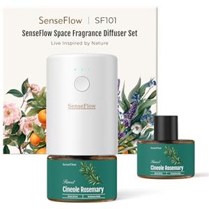 SenseFlow Diffusore di Oli Essenziali SF101 - Ultrasuoni Senza Acqua Profumatore per Ambienti, 100% Vegetale, Aroma 120 Giorni, LED, Ideale per Casa, Hotel e Studio - Rosmarino Cineolo