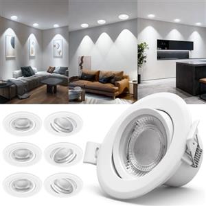 Aigostar Faretti LED Incasso 5W 370LM 6500K 70-75mm 6pz Bianco Fredda | Equivalente 53W Alogena/ 30° Inclinazione/ CRI>80/ Carcassa PBT Ignifuga/ 220-240V Nessun Trasformatore Necessario