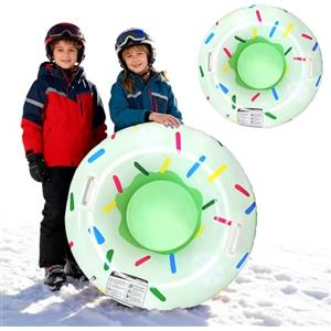 SilverChry Slittino da Neve Gonfiabile, SilverChry 80cm Slitta Gonfiabile Neve con Maniglie, Snow Tube Gonfiabile Anello da Sci, Ciambella da neve gonfiabile, Slitta da Neve Manici per Bambini e Adulti (verde)