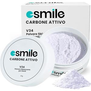 ESMILE Polvere Sbiancante Denti Immediato - Carbone Attivo Naturale al gusto di Menta per uno Sbiancamento Professionale - Pasta per Denti Bianchi (-, Carbone Viola V34)