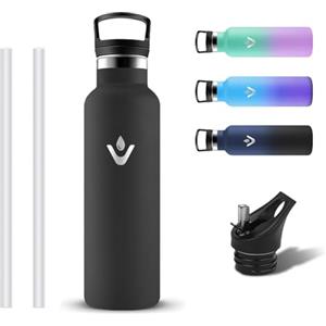 Grsta Borraccia Termica 500ml, Borracce Termiche Senza BPA, Borracce con Cannuccia, Riutilizzabile Borraccia Bambini Acciaio Inox, Senza Perdite Bottiglia Termica per Campeggio, Viaggio, Scuola