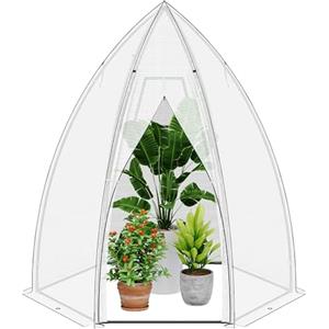 Ribelli Serra da Giardino φ160 x 180 cm, Serra da Balcone Invernale con Porta, Serra per Piante, Verdura, Fiori, Bianco, 501107