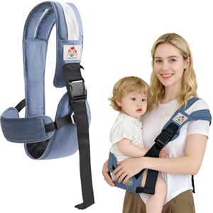 CHUANFU Fascia Porta Bebe, Marsupio Portatile Neonato con Spallone Extra Largo, Regolabile Fascia Laterale Porta Bambino, Portabebè Ergonomico con Seggiolino Antiscivolo, per Bambini 0-36 Mesi (Blu)