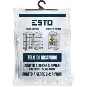 ESTO Serra da Balcone da Giardino, Corpo in Policarbonato e Telo in PVC Trasparente, Adatto per Colture Invernali, Copertura per Piante e Fiori (Telo Ricambio 4 Ripiani e 2+2 Ripiani)