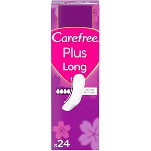 Carefree Salvaslip Plus Long Senza Profumo, Salva slip donna extra lungo per il 100% di controllo degli odori, Proteggi slip senza profumo e super assorbenti per uso quotidiano, 24 salvaslip