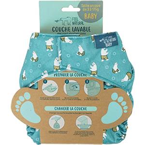 Feel Natural Olaf - Pannolino lavabile per neonati - Inserto assorbente cucito - adatto a neonati da 3 a 17 kg - protezione impermeabile per nascita, bambino riproducibile, igiene del bambino, apprendimento della