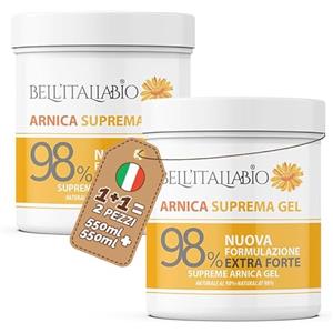BELL'ITALIABIO Arnica per Cavalli Uso Umano 98% Formula Naturale Extra Forte, Arnica Gel Forte per Massaggi Locali, 100% Made in Italy 2x550 ml - BELL'ITALIABIO