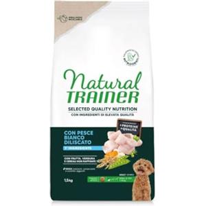 Generico Natural Trainer Selected Quality Nutrition Adult Small Cane, alimento secco per cani adulti di taglia piccola, gusto PESCE BIANCO diliscato 1,5Kg.