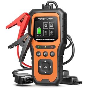 TREKURE Booster Avviamento Auto con OBD2 Diagnostica, 6000A Avviatore Di Emergenza (Tutti Gas o 10L Diesel), Portatile 12V Avviatore Batteria Auto con LED, OBDII, Tester Batteria, Power Bank