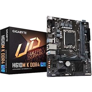 GIGABYTE H610M K DDR4 Scheda madre - Supporta processori Intel Core 14th Gen CPUs, 3+1+1 Phases Hybrid Power Design, up to 3200MHz DDR4, 1xPCIe 3.0 M.2, GbE LAN, USB 3.2 Gen 1