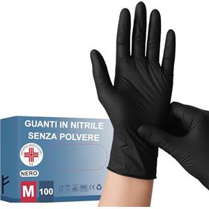 Stone&Stone S&S-Medical Guanti in Nitrile Neri Senza Polvere monouso Resistenti Ipoallergenici Senza Lattice Dispositivo Medico | Uso Professionale Alimentare Medic Alimentare Tatuatori Chef | S M L XL (100, M)