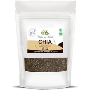 Herbes du Monde Natural Chia Seeds - Salvia Hispanica - Rich in Omega-3 Omega-6 fatty acids - Excellent for a healthy diet -Vegan and gluten-free - 250g