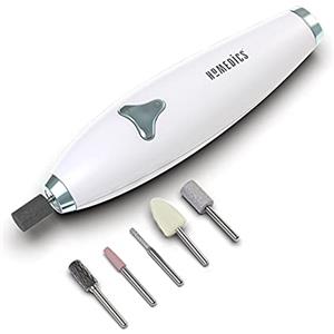 HoMedics Set Manicure e Pedicure Elettrico 6 in 1, Fresa per Unghie Elettrica con 6 Accessori per Pulire, Riparare, Modellare, Limare e Lucidare le Unghie con 8 Velocità Regolabili, Bianco