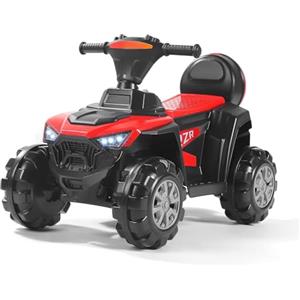 STYPLZ Quad elettrico per bambini, con funzione avanti, retromarcia, luce, lettore musicale MP3, scatola portaoggetti, porta USB per bambini dai 2 anni in su (moto da spiaggia, rosso)