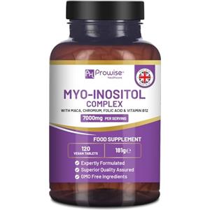 PH PROWISE Healthcare Myo-Inositol Complex 120 compresse vegane da 7000 mg per porzione con radice di maca nera, cromo, acido folico e vitamina B12 | Equilibrio ormonale per le donne | Qualità premium di Prowise