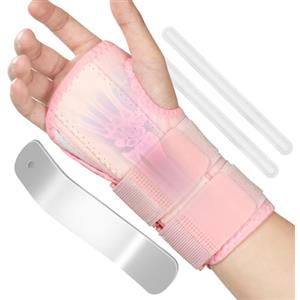 Beugo Tutore Polso Tunnel Carpale, Stabile Tutore Polso Destro con 3 Stecche Metallo, Traspirante Polsiera Ortopedica per Palestra, Tennis, Lavoro al Computer, Unisex (Rosa)