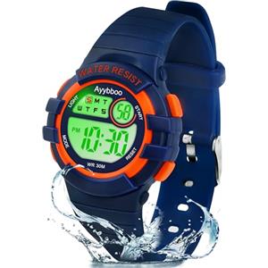 Ayybboo Orologio Digitale Bambino,7 LED Colorati,3ATM Impermeabile,Sveglia/Cronometro/Data,Orologio Sportivo da Polso per Ragazzi e Ragazze,Regalo Bambini 4-15 Anni