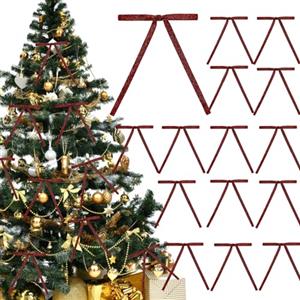 Yanmucy Fiocchi in velluto per albero di Natale, 24 pezzi fiocchi con nastro e paillettes per decorazioni per albero di Natale, fiocchi bordeaux per decorazioni ghirlande natalizie, confezioni regalo