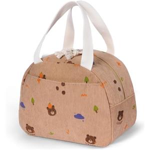 AOOTE Borsa Termica Porta Pranzo Donna, Riutilizzabile Borsa Frigo Piccola Portatile, Borso Frigo Impermeabile Interno in Alluminio, per Lavoro, Scuola, Viaggi, Campeggio, Picni, Ufficio, Marrone