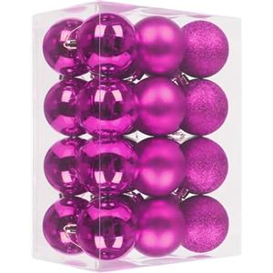 GESDYO 24 pezzi Palline decorative per albero di Natale rosso rubino da 3 cm opache e lucide in plastica con occhiello Decorazioni natalizie resistenti alle rotture per palline dell'albero
