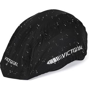 VICTGOAL Copertura Antipioggia per Casco Bici con Strisce Riflettenti di Sicurezza, Copri per Casco Bici Impermeabile e Antivento per Ciclismo su Strada (Nero)