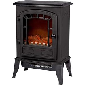 Classic Fire Torino Camineo Elettrico - Caminetto Elettrico con Riscaldamento, Pannello di Controllo e Timer - Stufa Elettrica con Fiamme LED - 2000W - Libera Installazione - Nero