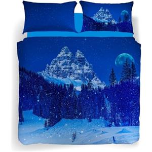 Caleffi - Completo-copripiumino Snow in the blue nigh Fotografico Matrimoniale