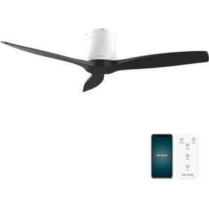 Cecotec - Ventilatori da Soffitto EnergySilence Aero 5500 Aqua White&Black Connected - 40 W, Diametro 132 cm, Wi-Fi, Protezione IP44, Timer 8 Ore, 3 Pale, 6 Velocità, Estate/Inverno