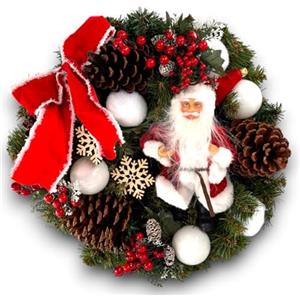 Generico Ghirlanda Natalizia Decorata con Pigne, Candy Cane e Palline, Disponibile in Vari Design con Babbo Natale, Schiaccianoci - 3 Dimensioni: 40 cm, 60 cm, 80 cm (1, 40 Cm - Babbo Natale)