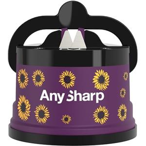 AnySharp Affilacoltelli, Sicurezza Mani Libere, Potente Suzione PowerGrip, Affila Sicuramente Tutti i Coltelli da Cucina, Ideale per Acciaio Temperato e Dentati, Il Migliore del Mondo, Girasoli