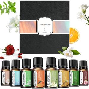LOPHE Set di Olio Essenziale, 8 x 10 ML Oli Essenziali di Aromaterapia, Oli Essenziali per Diffusori, per Massaggi, Relax-Oceano, Gelsomino, Giglio, Menta, Rosa, Arancia, Camelia Bianca, Fresia