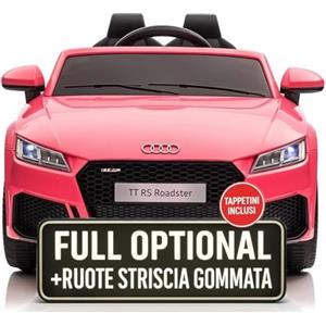 TOYSCAR Macchina Elettrica Per Bambini Audi TT RS Roadster Full Optional con TAPPETINI Auto Elettrica Per Bambini Telecomandata Sedile In Pelle Porte Apribili Doppio Motore Elettrico 12V TOYSCAR Rosa