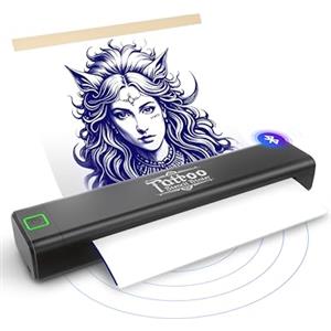vretti P84 Stampante Per Tatuaggi, Stampante Stencil Tattoo con 10 Pezzi di Carta Trasferimento, per Artisti e Principianti, Compatibile con Smartphone & PC