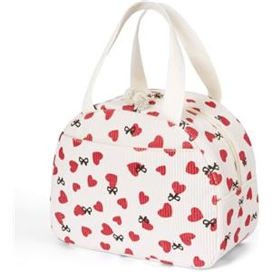 AOOTE Borsa Termica Porta Pranzo Donna, Riutilizzabile Borsa Frigo Piccola Portatile, Borso Frigo Impermeabile Interno in Alluminio, per Lavoro, Scuola, Viaggi, Campeggio, Picni, Ufficio, Bianco