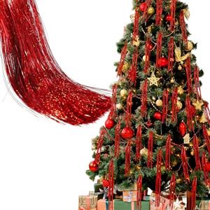 SilverChry 5000 Pezzi Tinsel Icicles di Natale Decorazioni, Ghirlanda di Orpelli Natalizi, Decorazione per l'Abete, Tinsel Appendere Albero Natalizia, per Festival, Feste e Palchi (Rosso-5000)